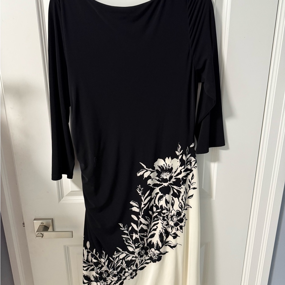Elegant Black and White Floral Dress